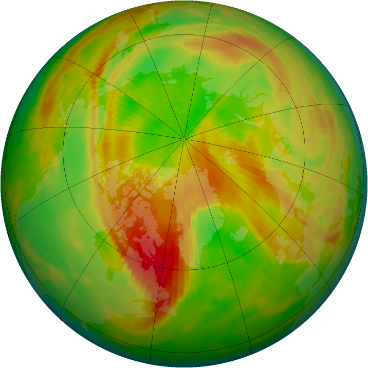 Arctic ozone map for 19 April 1990